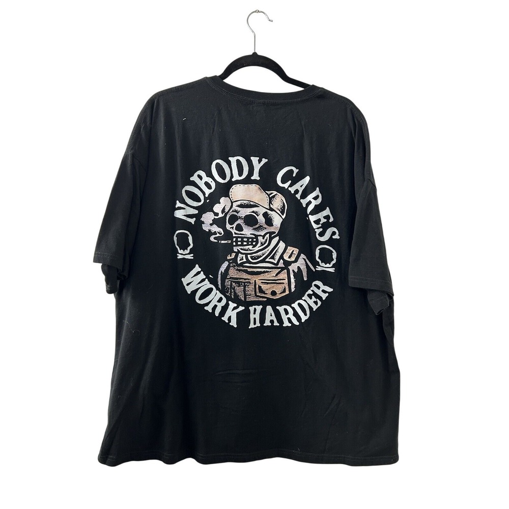 Chicyea Skeleton Graphic T-Shirt XL Black Work Harder Streetwear Biker Goth Edgy